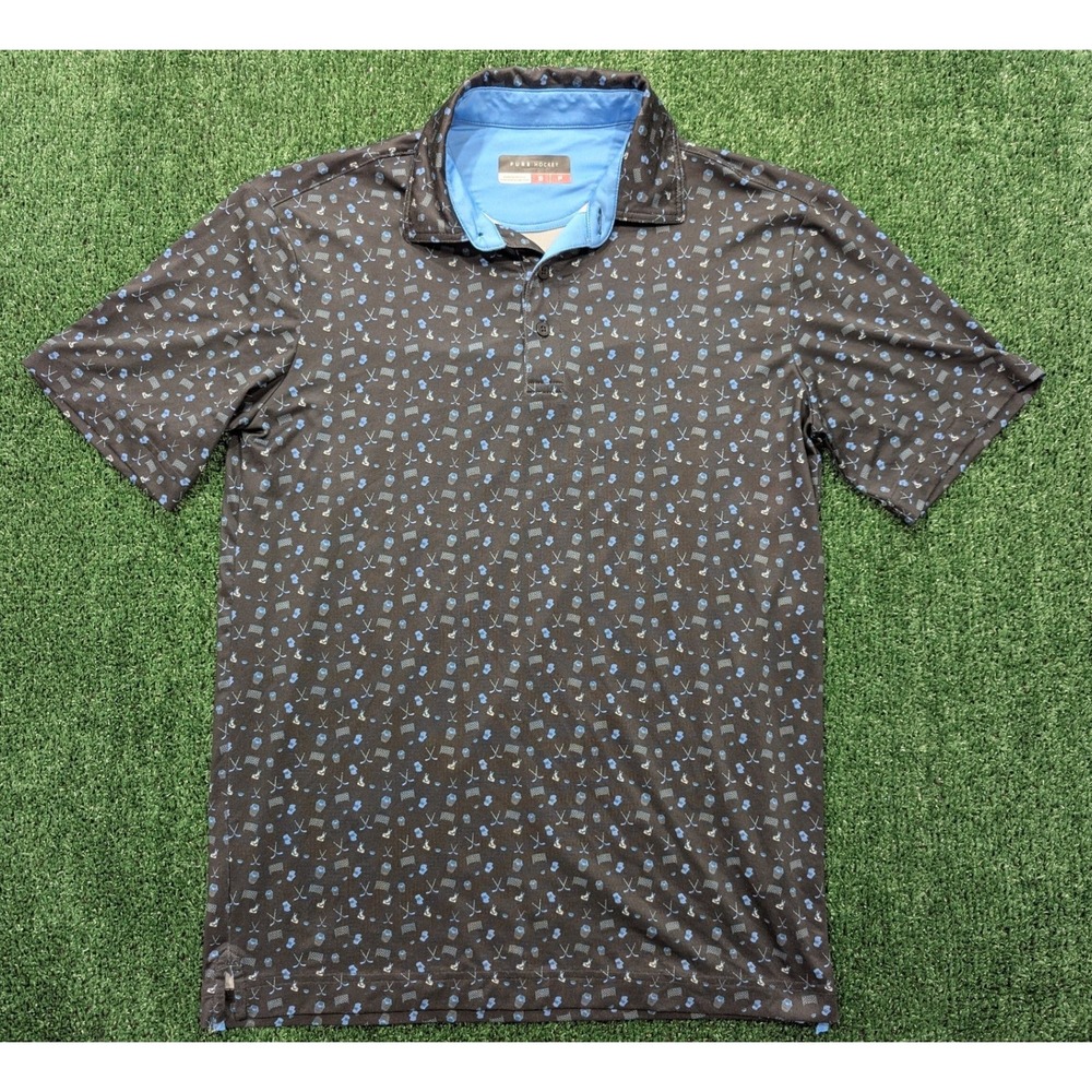 Pure Hockey Men's Small Black Performance Polo Shirt Hockey Golf Stretch